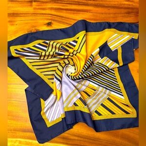 Scarf Striped Yellow, Lilac, White and Navy 31" pre loved hand rolled edges